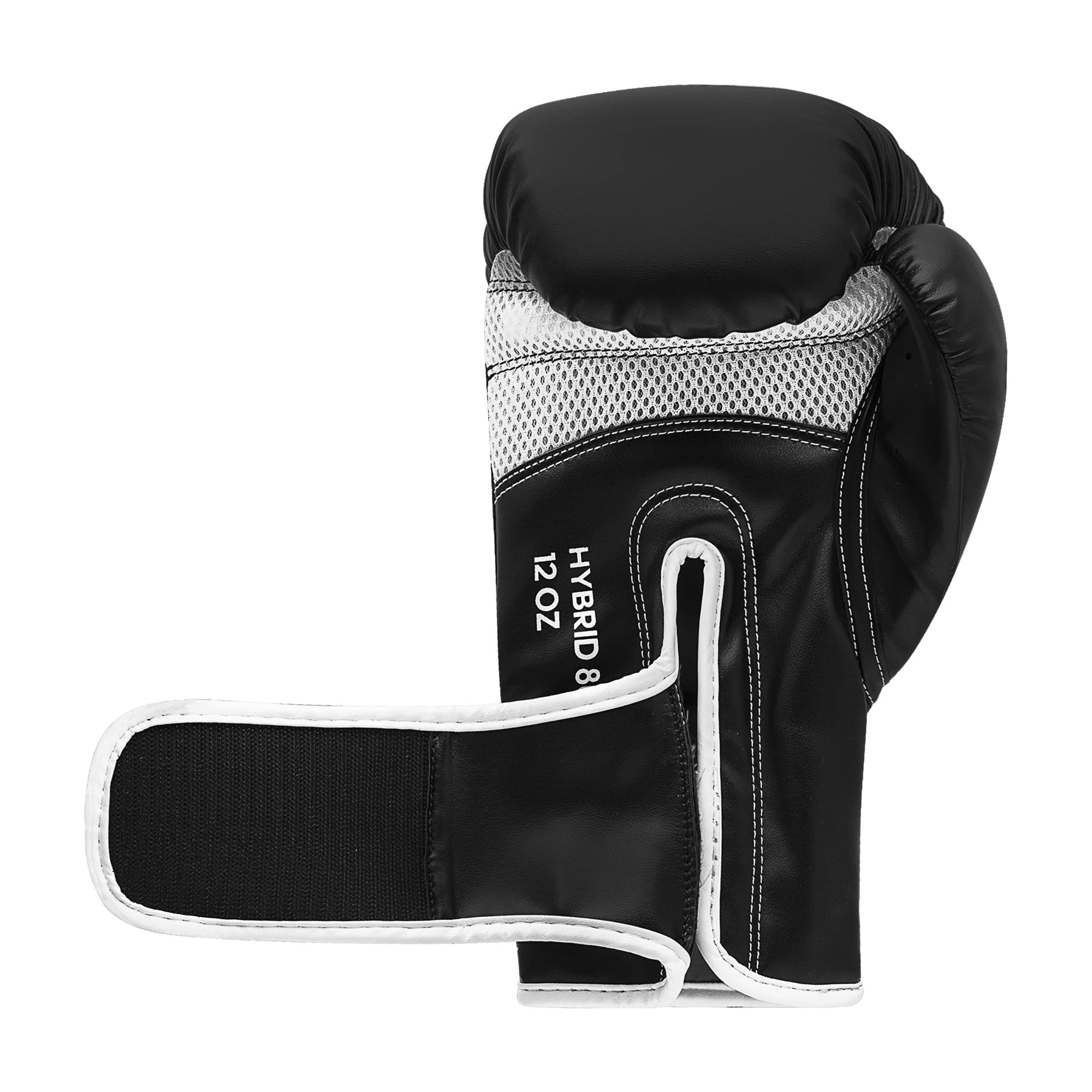 Black and white boxing glove, Adidas Hybrid 80 Training Gloves.