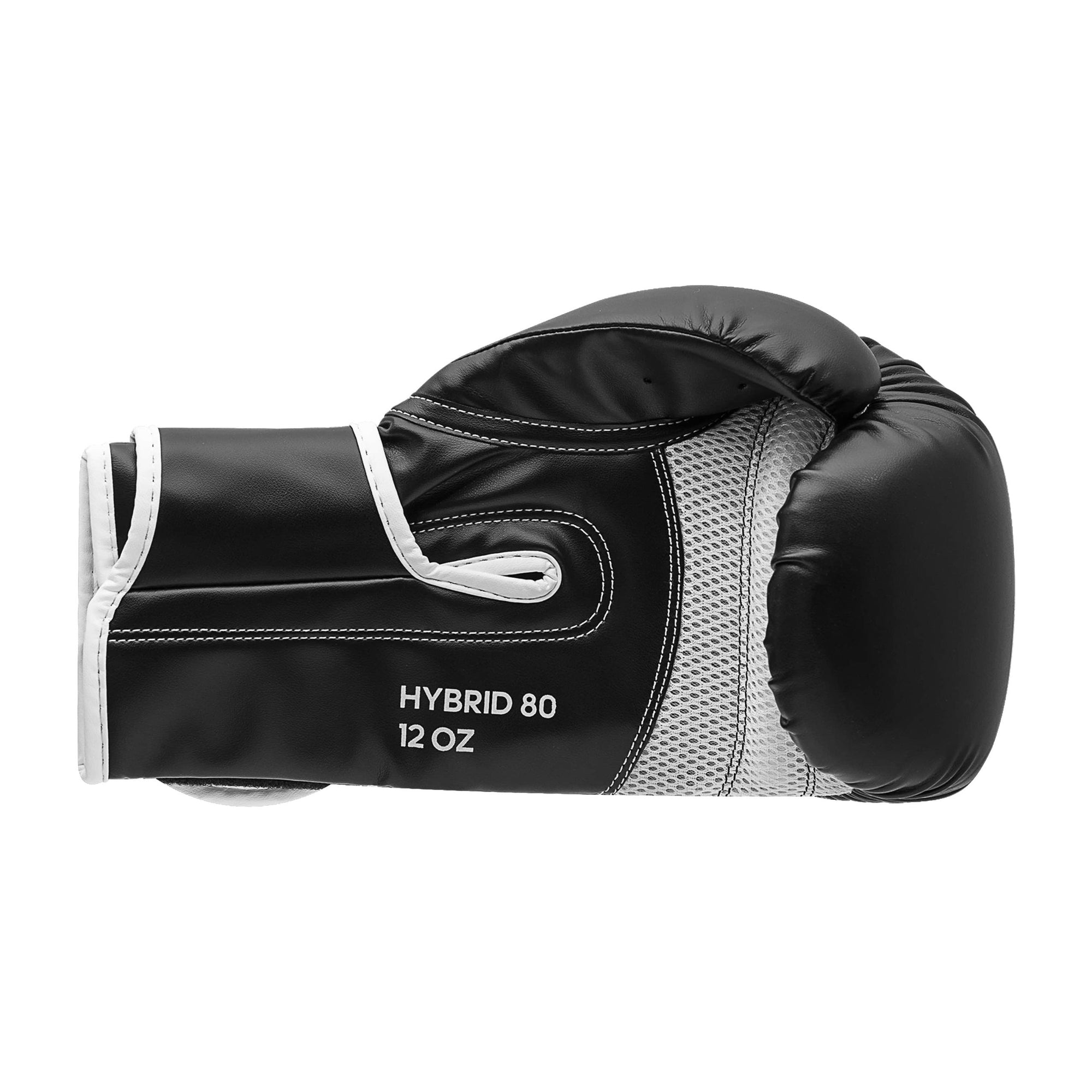 Black and white boxing glove, Adidas Hybrid 80 Training Gloves.