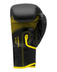 Adidas Hybrid 80 black and yellow boxing glove.