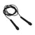 Black skipping rope on white background, 9ft long for fitness training.