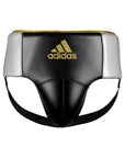 Black and silver adidas adiStar Pro men's groin guard.