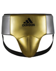 Gold and silver adidas adiStar Pro men's groin guard.