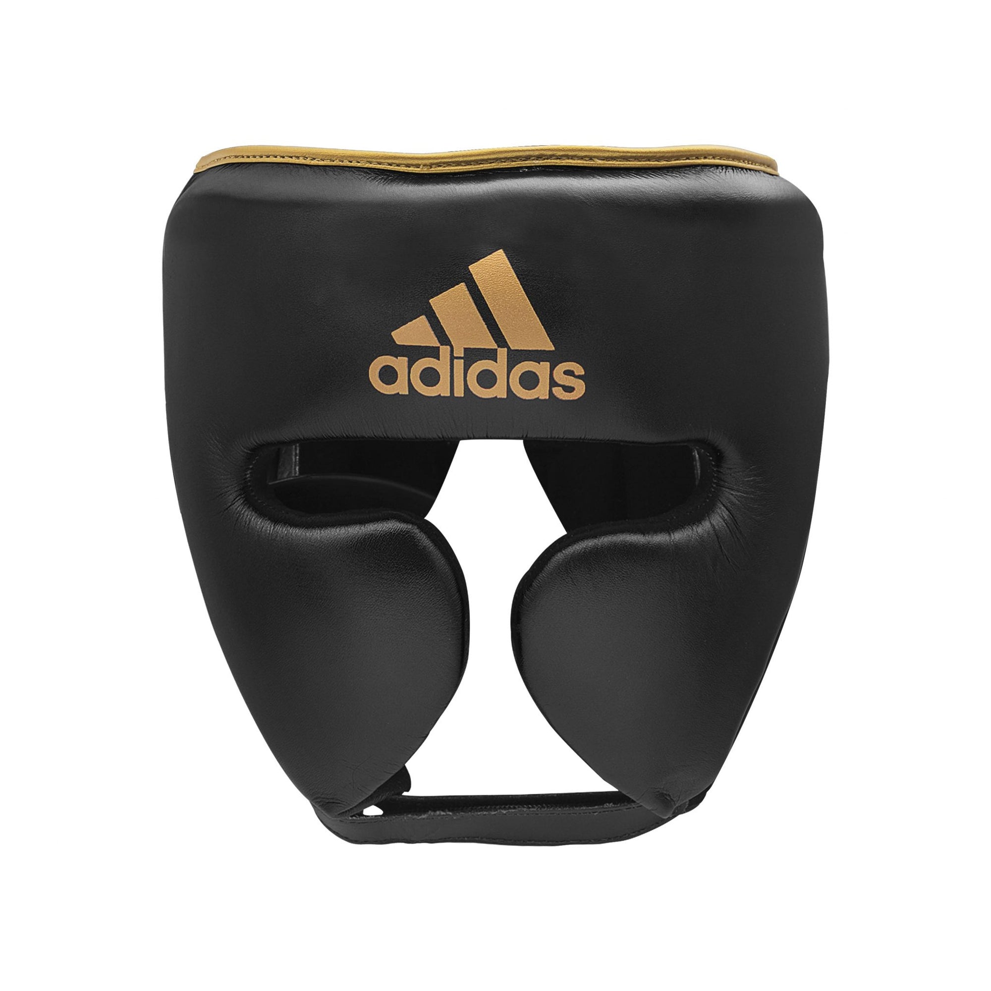 Black and gold boxing head guard for men and women, size M.