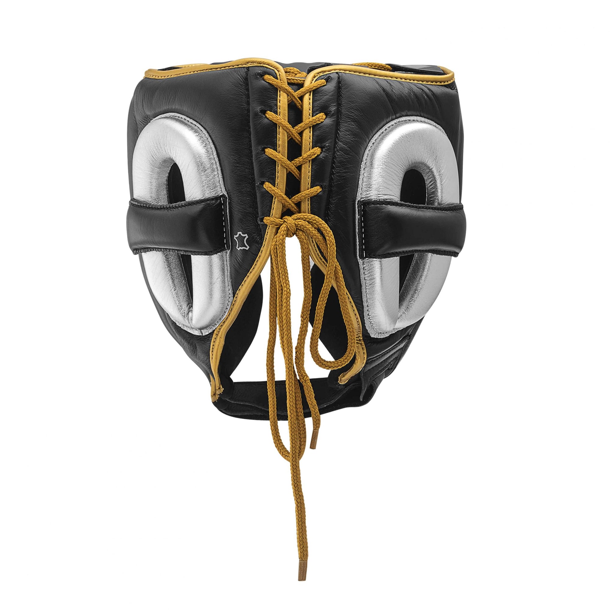 Black and gold boxing helmet for men and women, size S.