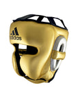 Gold and silver boxing helmet for men and women, size L.