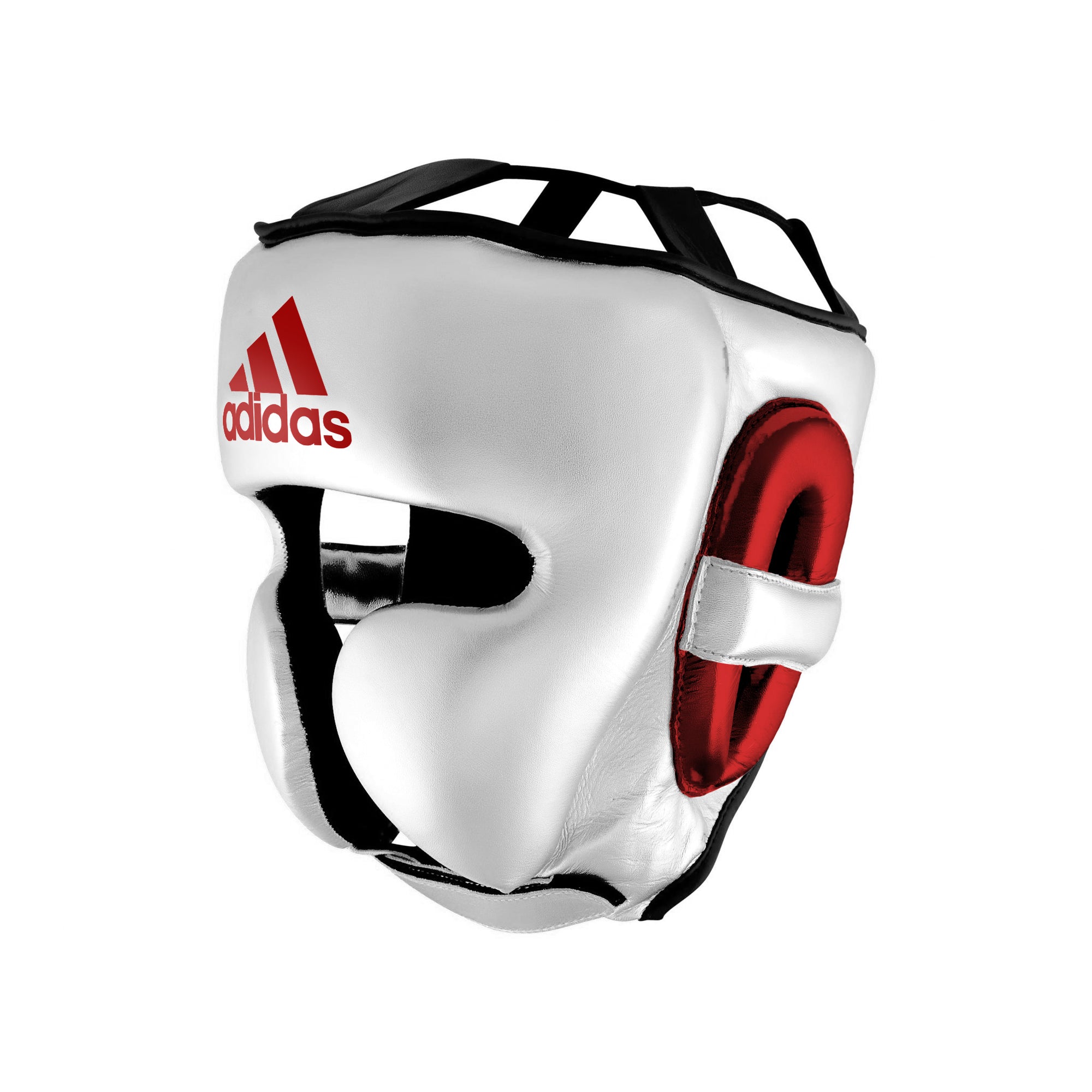 White and red boxing helmet, adidas adiStar Pro.