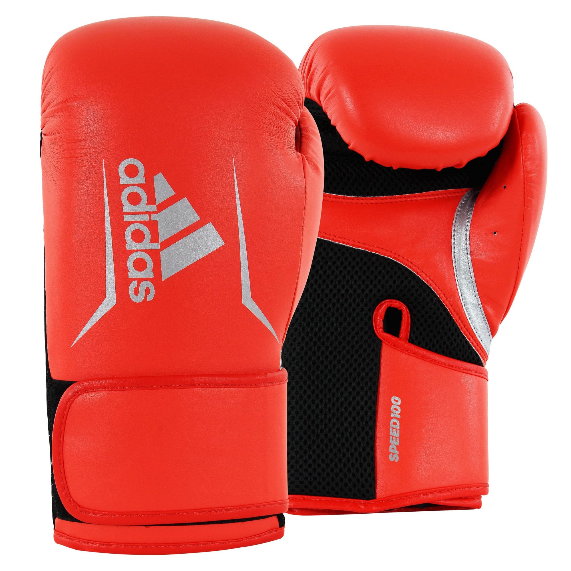 Pair of red boxing gloves with black accents, 14 oz.