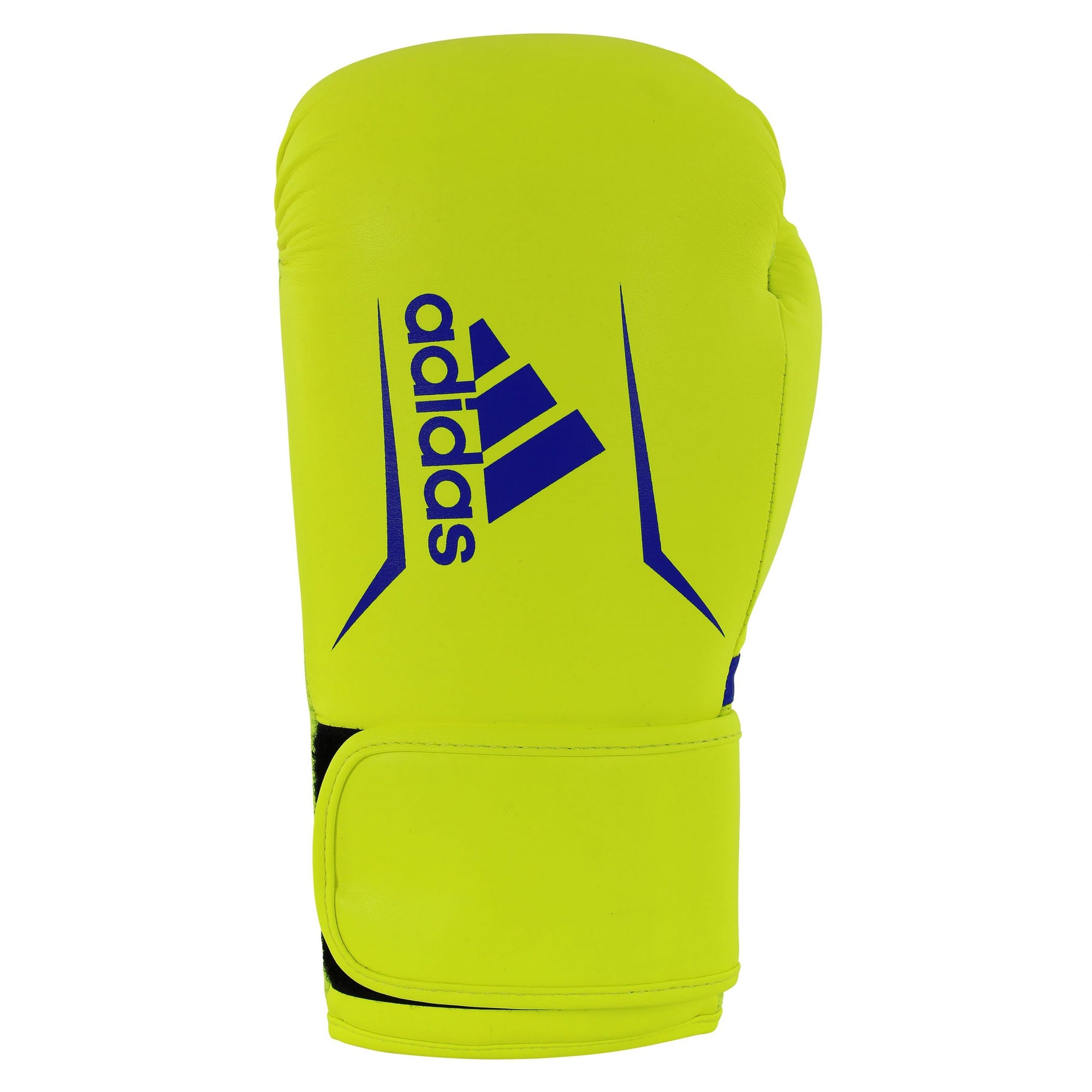 Yellow boxing glove with blue logo.