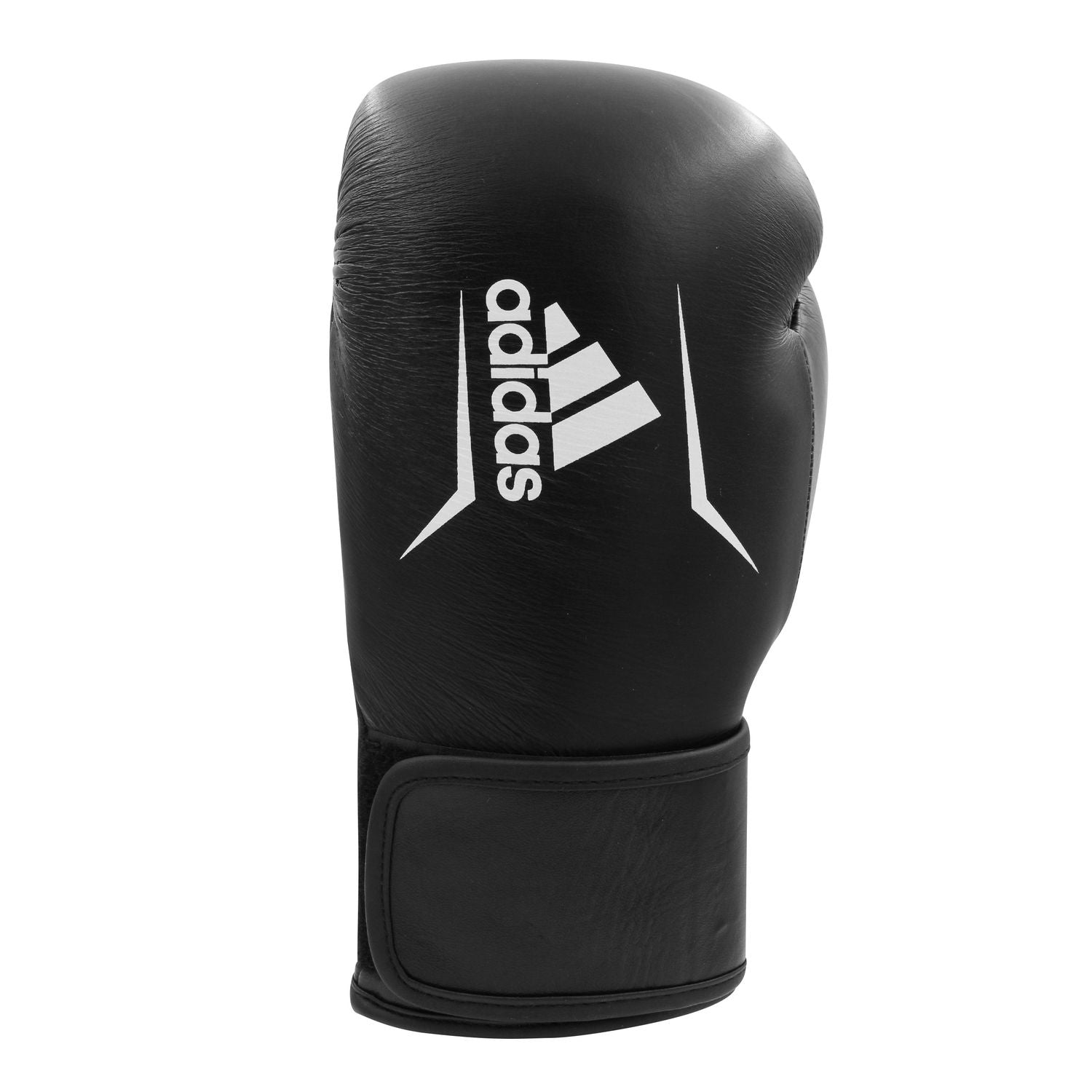 Black boxing glove with white logo.