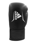 Black boxing glove with white logo.