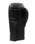 Black boxing glove in detail.