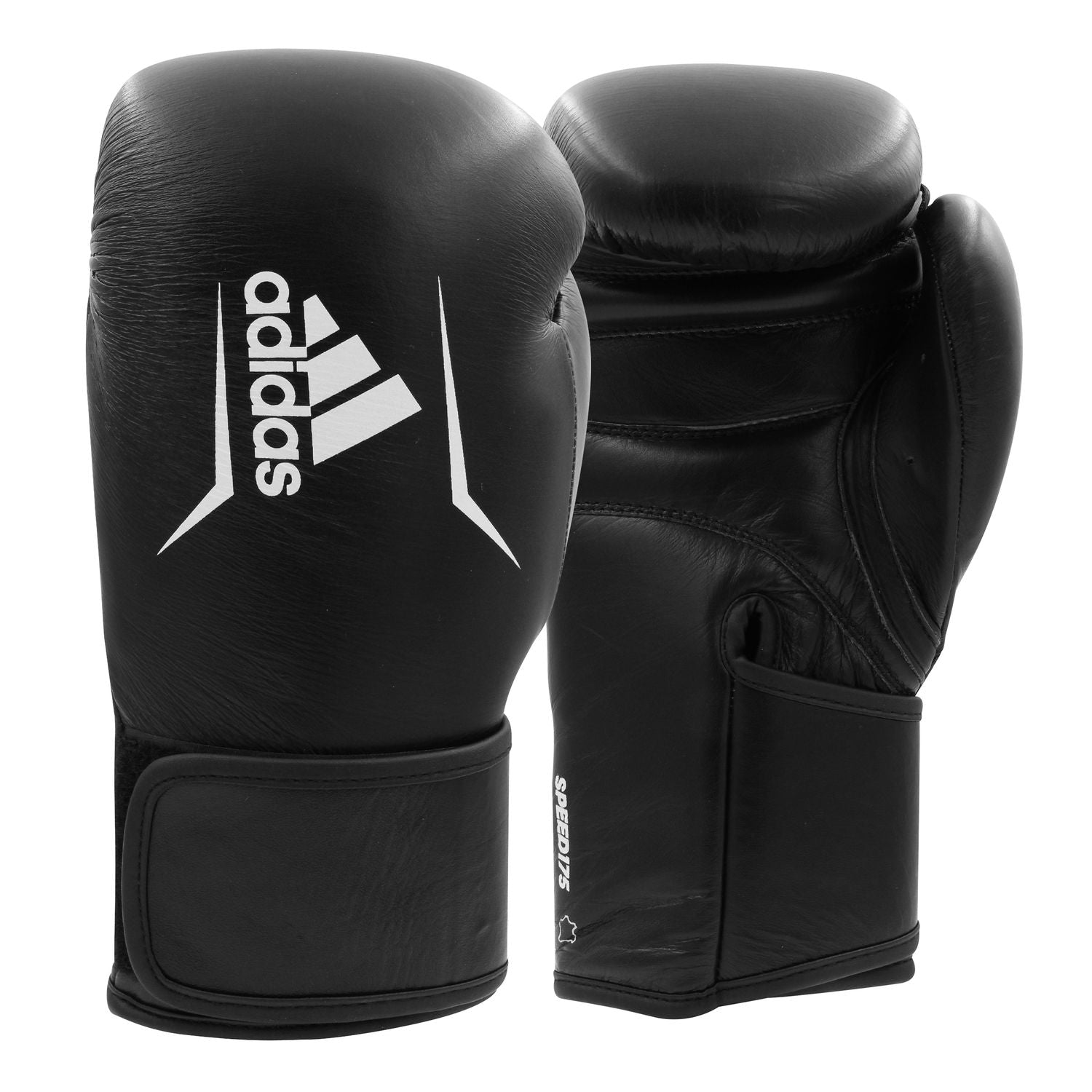 Pair of black and white boxing gloves.