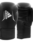 Pair of black and white boxing gloves.