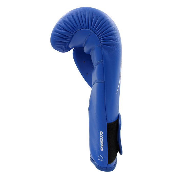 Blue boxing glove on a white background.