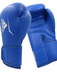 Pair of blue adidas Speed 175 boxing gloves.