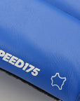 Close-up of blue adidas Speed 175 leather boxing glove.