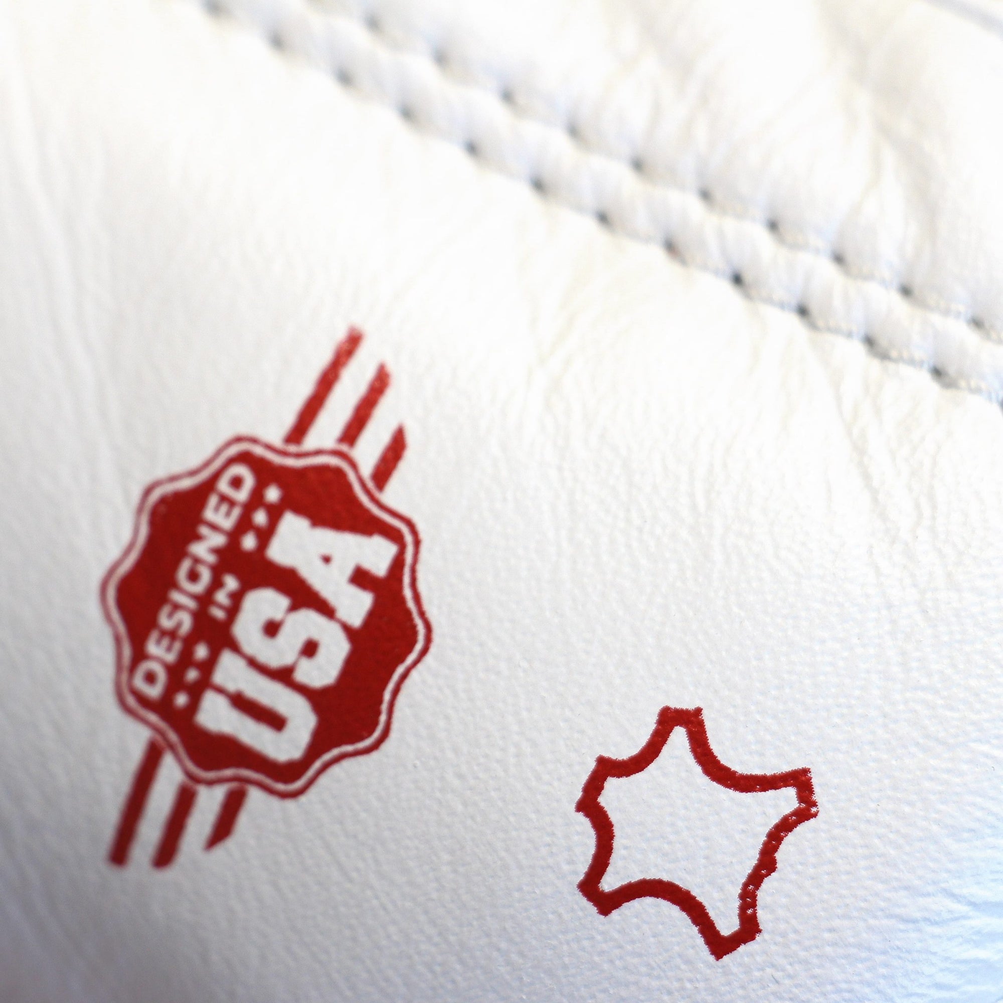 Close-up of white leather Adidas glove, Speed 350 Pro series.