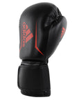 Black boxing glove with red logo, Adidas FLX 3.0 Speed 50, black/gold color.