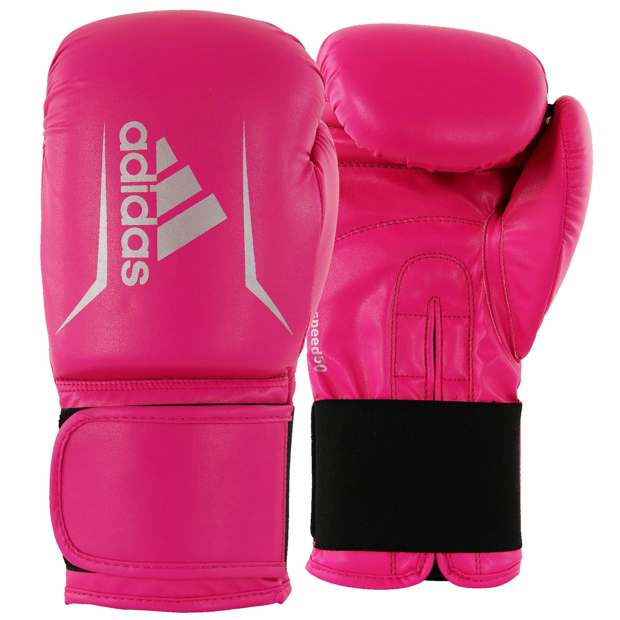 Pair of pink boxing gloves suitable for all.