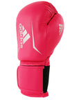 Pink boxing glove with white text, 14 oz weight option.