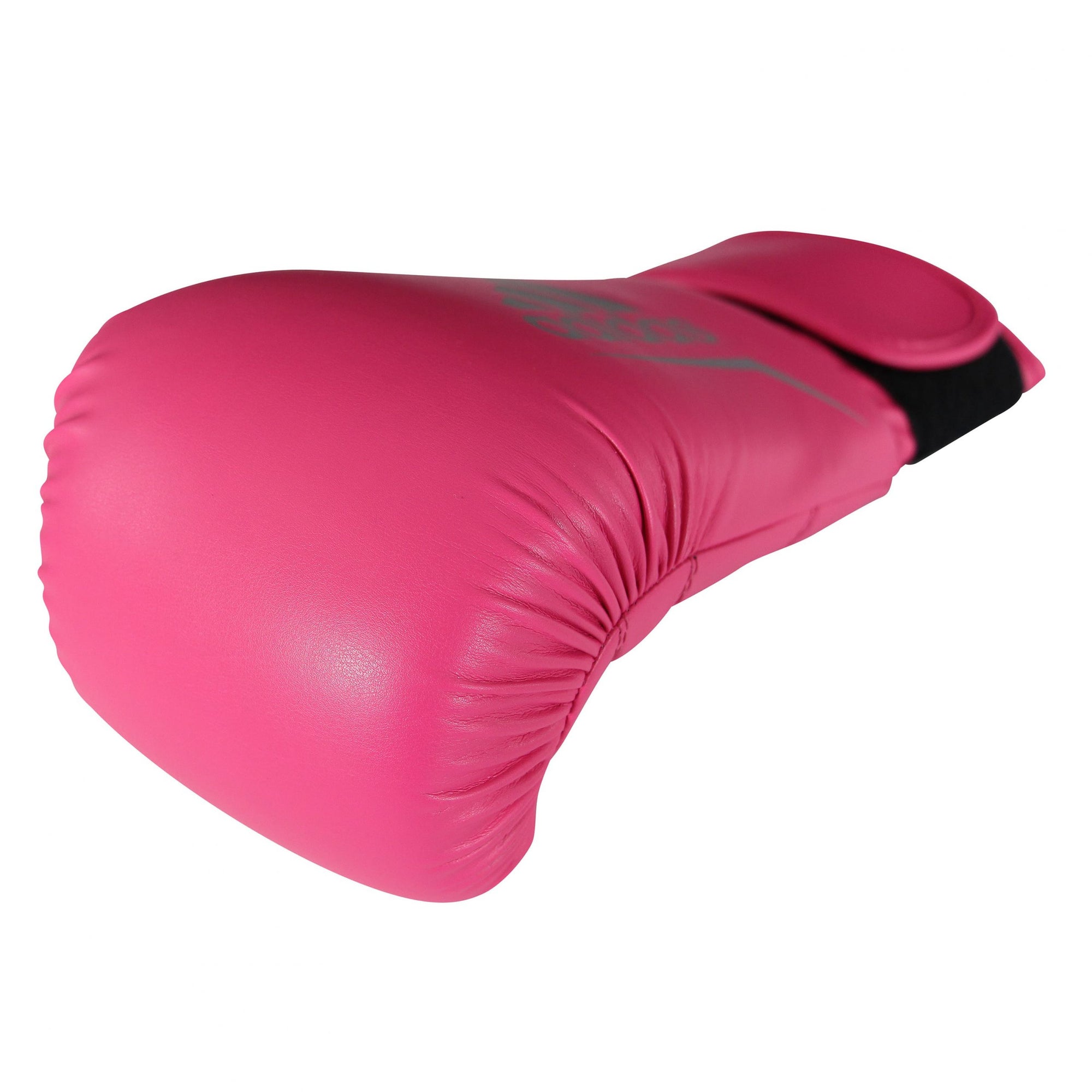 Pink boxing glove on white background.