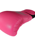 Pink boxing glove on white background.