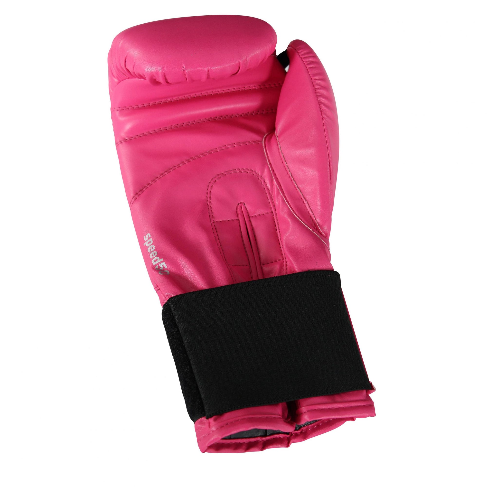 Pink boxing glove with palm view, 6 oz weight option.