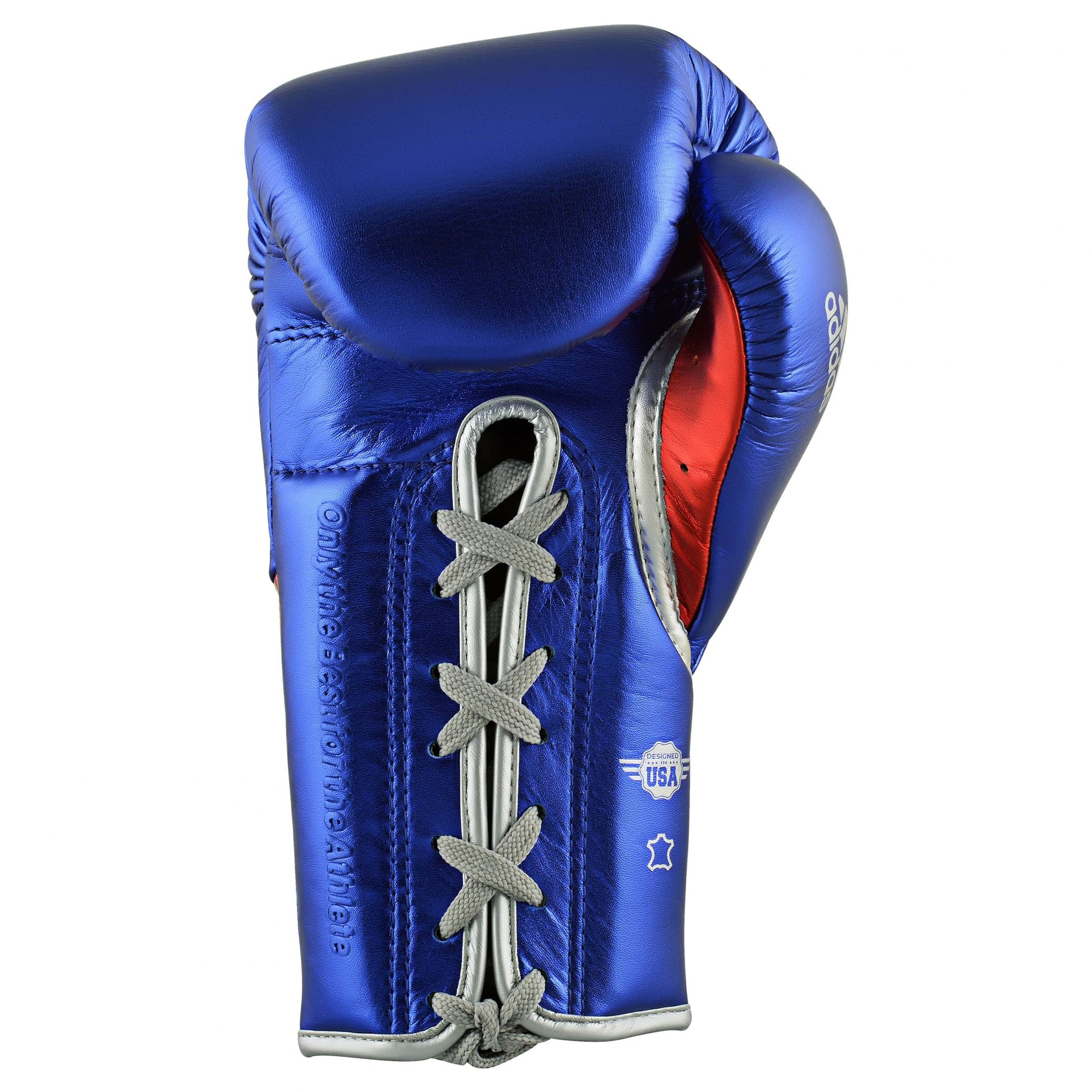 Blue boxing glove with laces from adidas Adi-Speed 500 series.