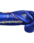 A blue boxing glove with laces from adidas Adi-Speed 501 Pro series.