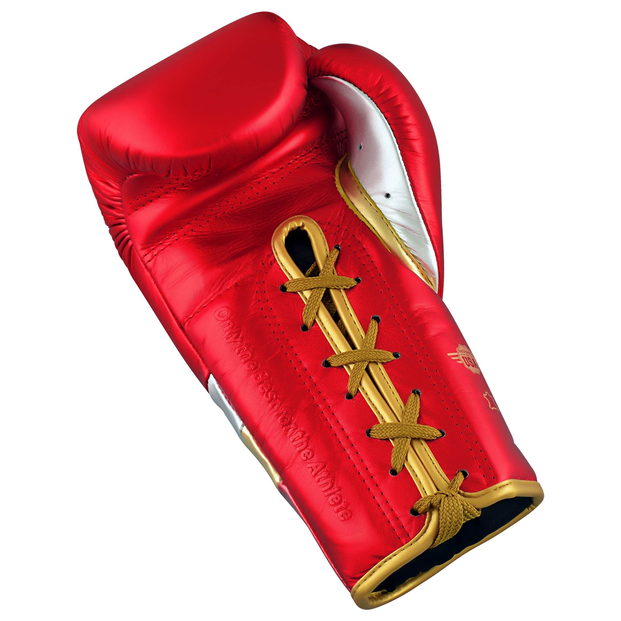 Red boxing glove with gold laces, Adidas logo, black and gold variant.