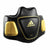 Black and gold Adidas boxing pad used for coaching.