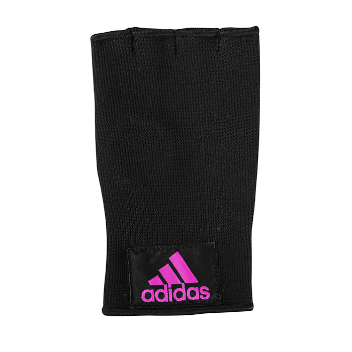 Black wrist band with a pink adidas logo.