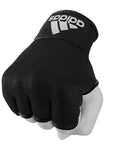 Black adidas boxing hand wrap gloves on a hand.