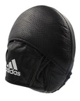 Black leather hat with adidas white logo.