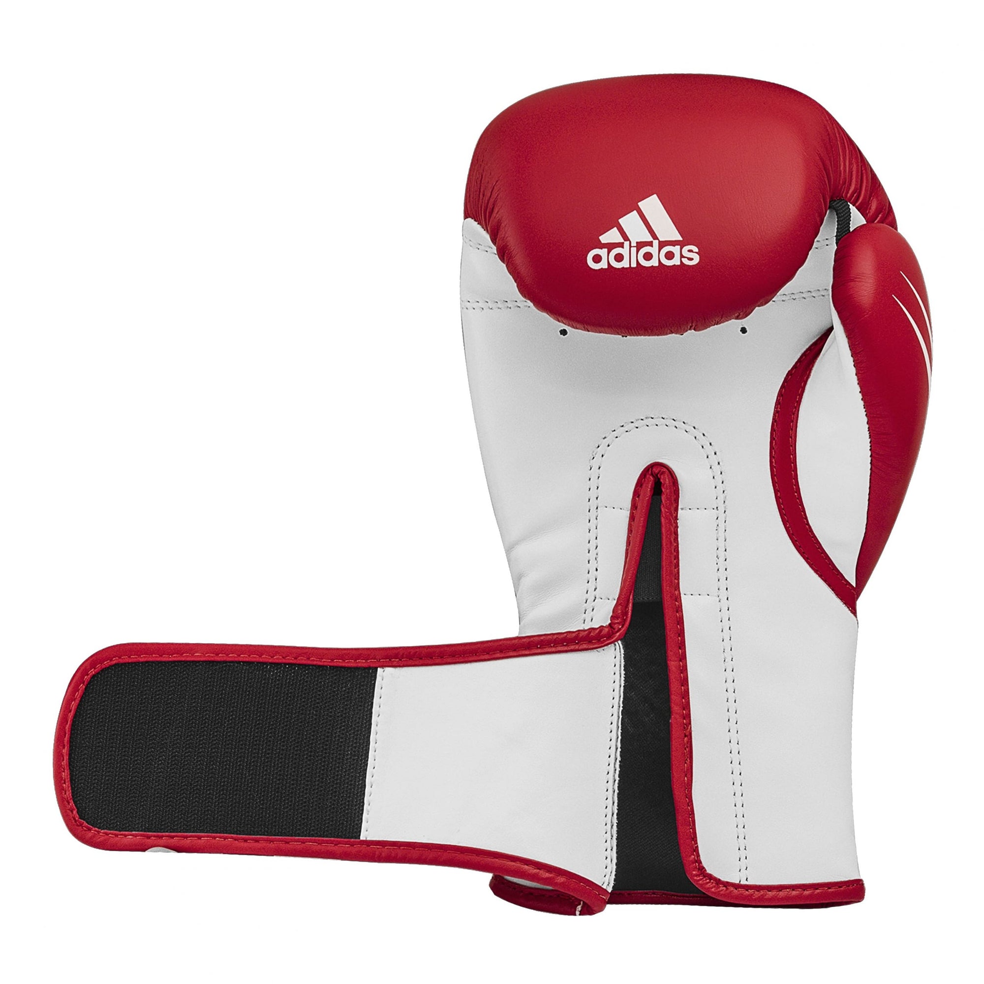 Red and white boxing glove for training.