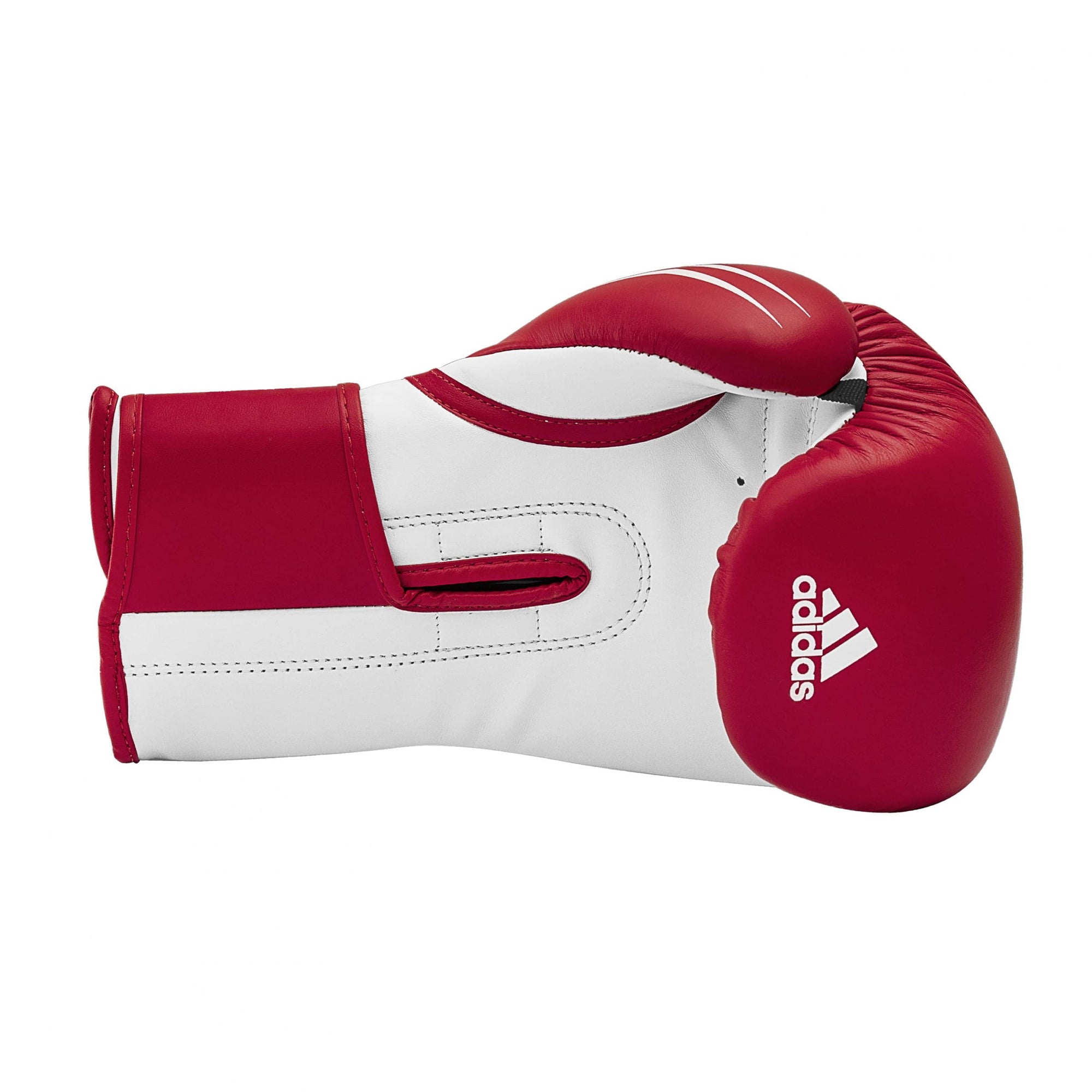 Red and white boxing glove for training.