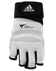 White and black Adidas WTF Olympic fighter glove.