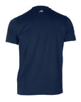 Blue Adidas Performance Dri-Fit t-shirt with white logo.