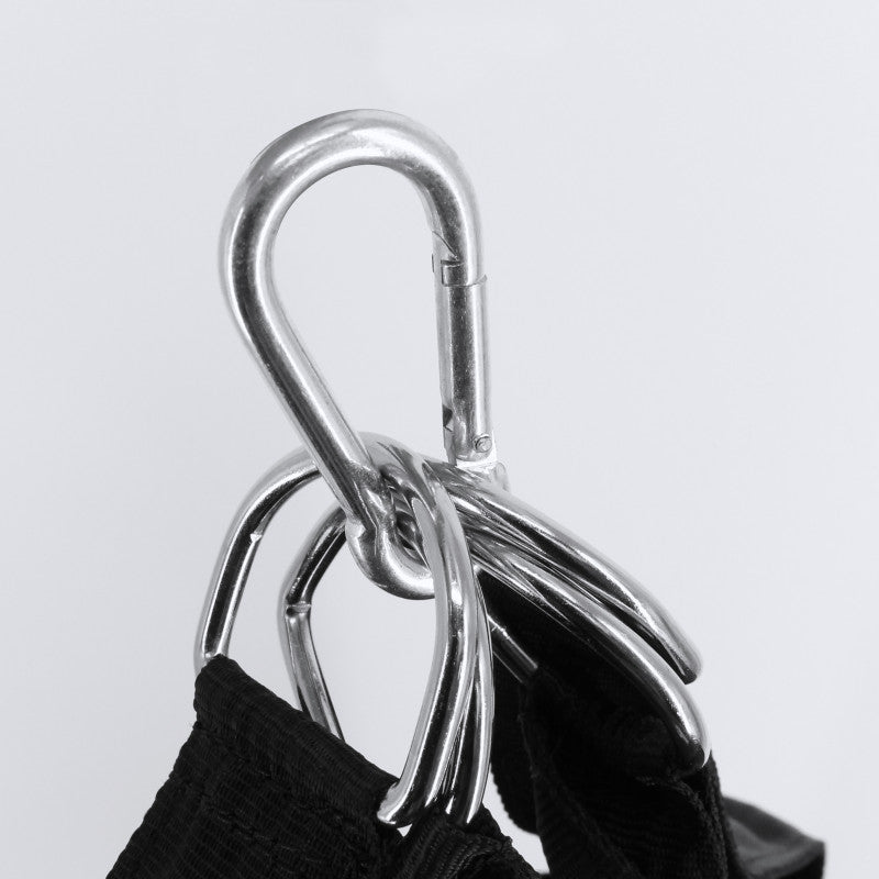 Close-up of a black Adidas boxing heavy bag.