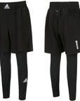 Black boxer shorts with full-length inner lining by Adidas.