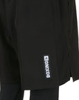 Close-up of black Adidas Boxwear Tech shorts with full-length inner lining.