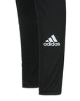 Black Adidas Tech shorts with white logo and full-length inner lining.