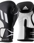 Pair of black and white boxing gloves, Speed TILT 250 Training Gloves.