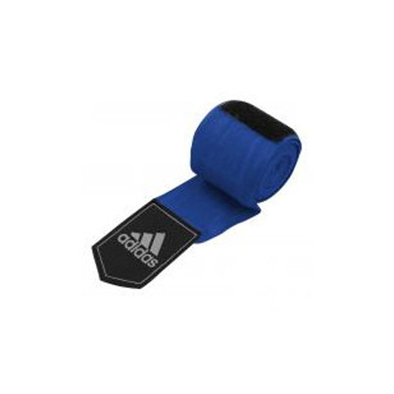 Blue boxing bandage with black label for fighters.