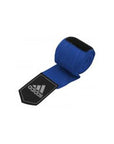 Blue boxing bandage with black label for fighters.