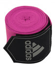 Pink and black bandage for boxing protection.