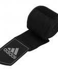 Black elastic bandage with adidas logo for boxing.