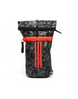 Black and red backpack in military sack style, adidas camo design.