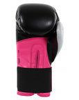 Black and white adidas Hybrid 100 boxing glove for women, 8 oz.