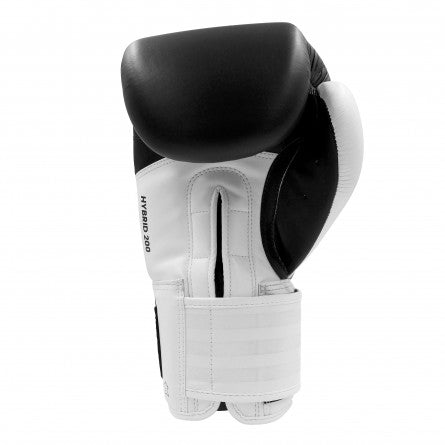 Adidas Hybrid 200 black and white boxing glove.